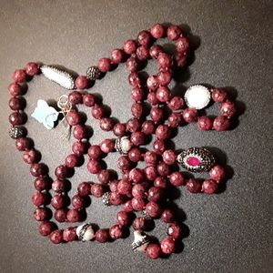 Tayla Designs Genuine Red Jasper Sterling Silver 53" Necklace.